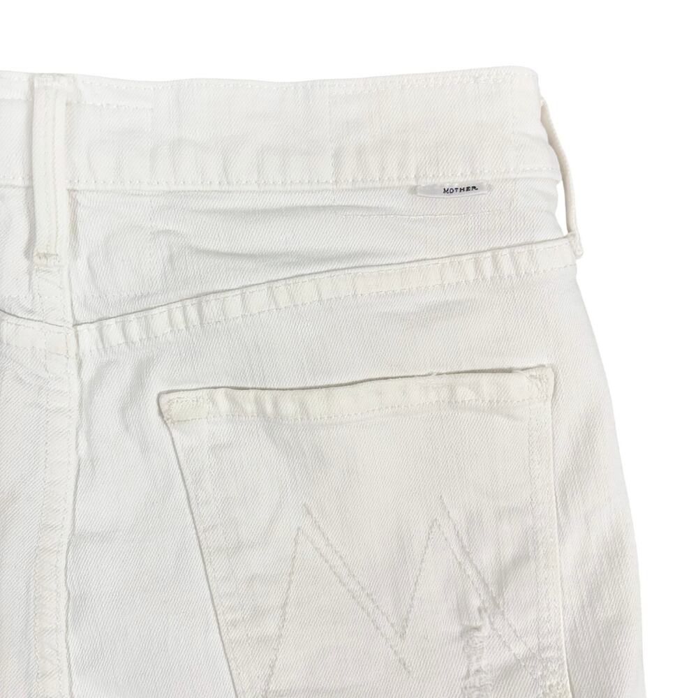 MOTHER The Dutchie Short Fray White Embroidered Floral Denim Shorts Size 27 - Picture 8 of 13